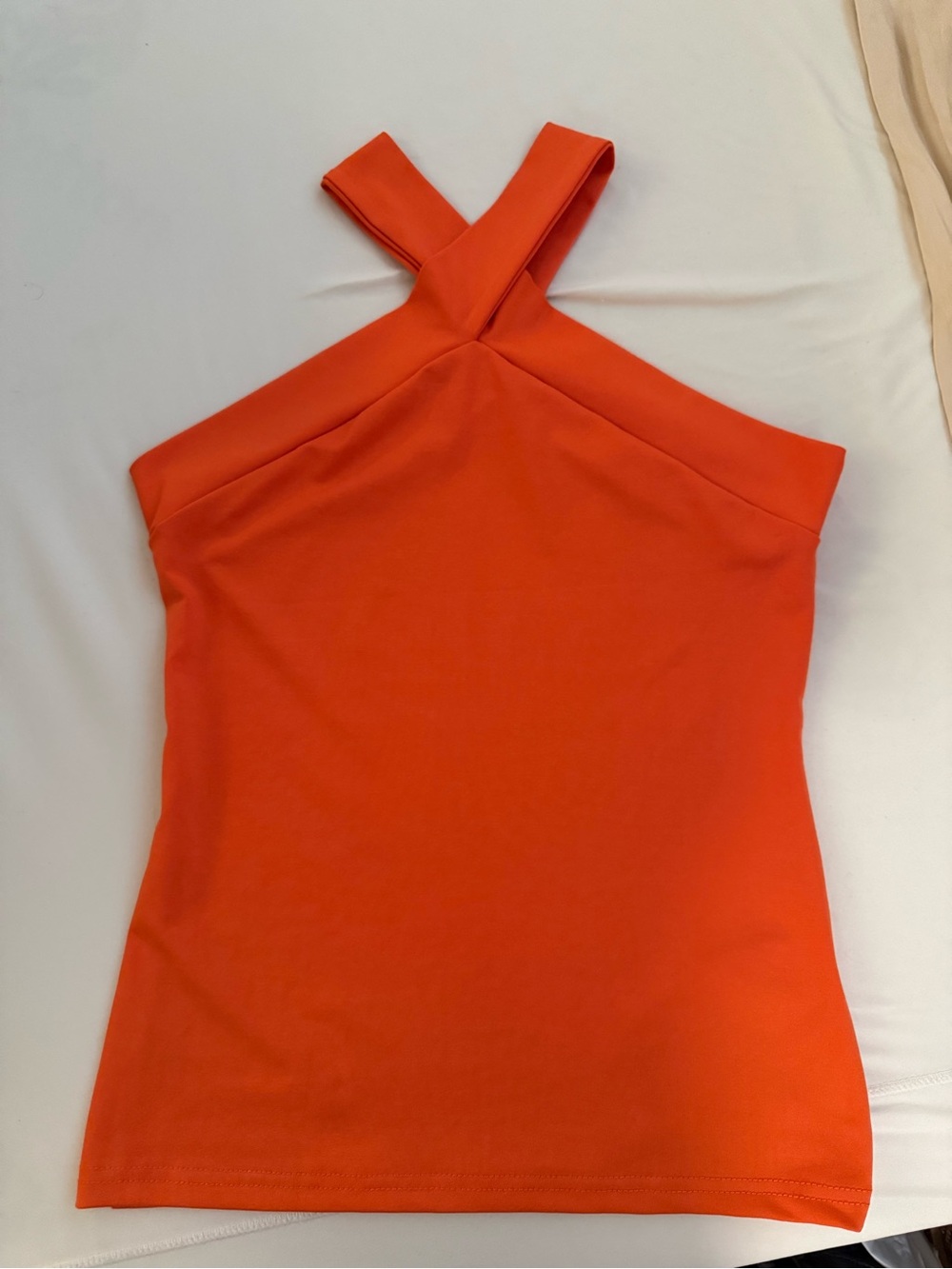 Orange Cross-Strap Women's Halter Top